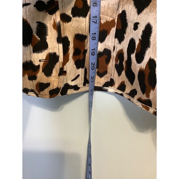 Vtg 90s Transitions Womens Petite Large Leopard Print 100% Silk Button Up Blouse - Picture 4 of 9